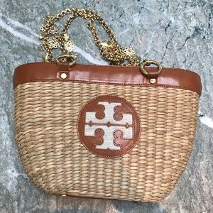 Straw & Leather Tory Burch Shoulder Bag